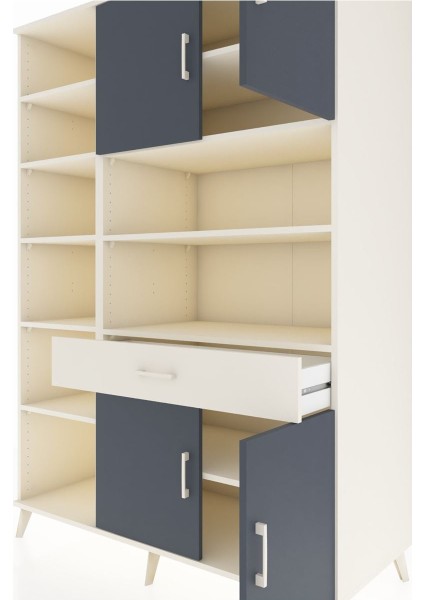 Kronos Dolap 10 Raflı Tek Çekmeceli 4 Kapaklı 132X59X195 Aytaşı-Antrasit/aytaşı fırsatları