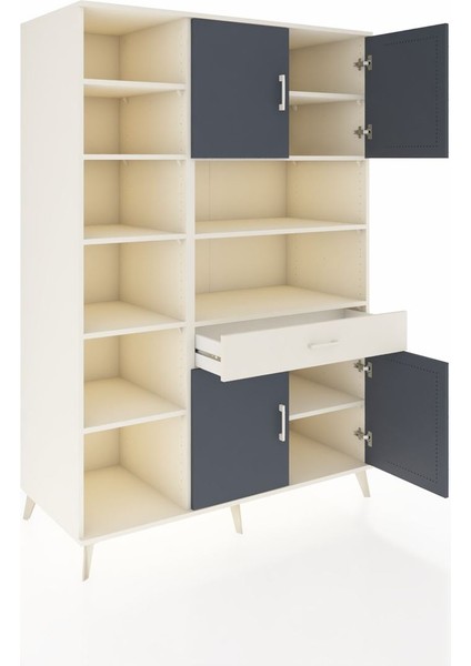 Kronos Dolap 10 Raflı Tek Çekmeceli 4 Kapaklı 132X59X195 Aytaşı-Antrasit/aytaşı indirimleri