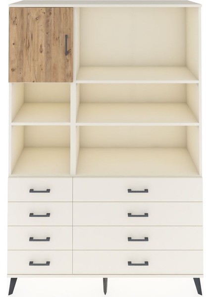 Hyperion Dolap 7 Raflı 8 Çekmeceli Tek Kapaklı 132X44X195 Aytaşı-Çam/aytaşı