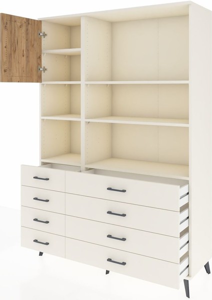 Hyperion Dolap 7 Raflı 8 Çekmeceli Tek Kapaklı 132X44X195 Aytaşı-Çam/aytaşı modelleri