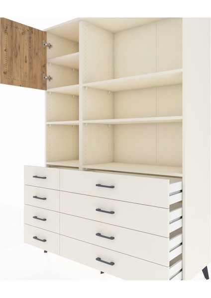 Hyperion Dolap 7 Raflı 8 Çekmeceli Tek Kapaklı 132X44X195 Aytaşı-Çam/aytaşı fırsatları