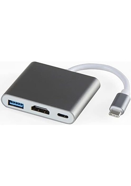 Type-C 3in1 HDMI 4K USB 3.0 Görüntü Veri Aktarımı Sağlar USB Adaptör Notebook ve ile Uyumlu Tc-23 modelleri