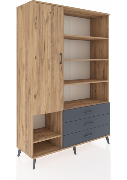 Hyperion Dolap 9 Raflı 3 Çekmeceli Tek Kapaklı 132X44X195 Çam-Çam/antrasit fiyatları