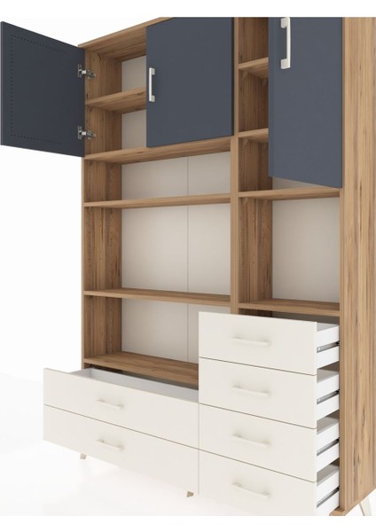 Arges Dolap 9 Raflı 6 Çekmeceli 3 Kapaklı 132X30X195 Çam-Antrasit/aytaşı fırsatları