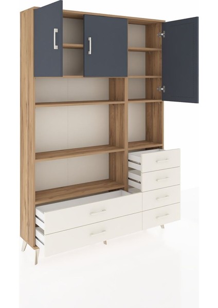 Arges Dolap 9 Raflı 6 Çekmeceli 3 Kapaklı 132X30X195 Çam-Antrasit/aytaşı indirimleri