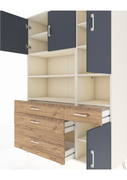 Hyperion Dolap 9 Raflı 4 Çekmeceli 4 Kapaklı 132X44X195 Aytaşı-Antrasit/çam fırsatları