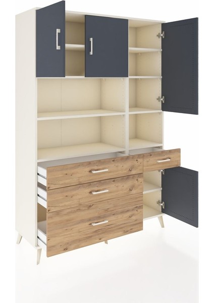 Hyperion Dolap 9 Raflı 4 Çekmeceli 4 Kapaklı 132X44X195 Aytaşı-Antrasit/çam indirimleri