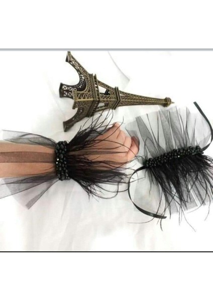 Şıklığınızı Tamamlayacak Siyah Inci Dantelli Şahmeran