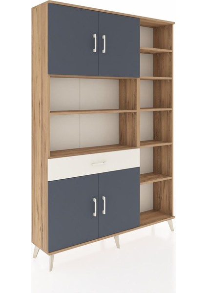 Arges Dolap 10 Raflı Tek Çekmeceli 4 Kapaklı 132X30X195 Çam-Antrasit/aytaşı fiyatları