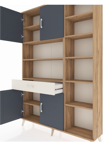 Arges Dolap 10 Raflı Tek Çekmeceli 4 Kapaklı 132X30X195 Çam-Antrasit/aytaşı fırsatları