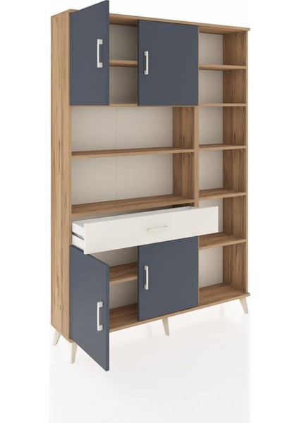 Arges Dolap 10 Raflı Tek Çekmeceli 4 Kapaklı 132X30X195 Çam-Antrasit/aytaşı indirimleri