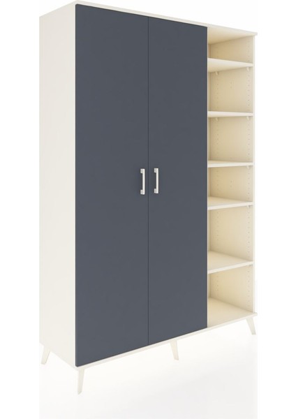 Hyperion Dolap 7 Raflı 2 Kapaklı Tek Askılı 132X44X195 Aytaşı-Antrasit/aytaşı fiyatları