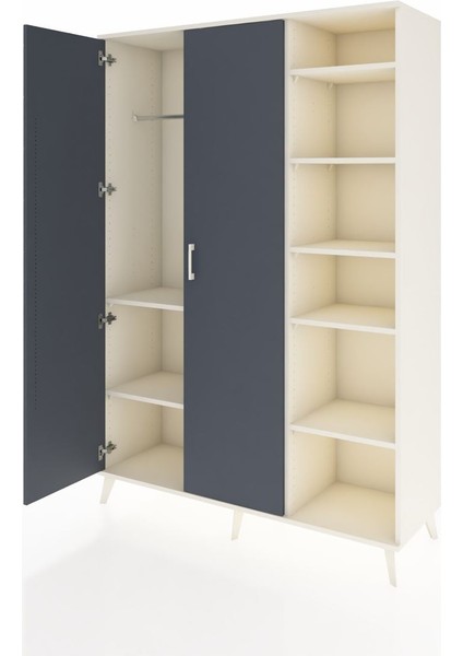 Hyperion Dolap 7 Raflı 2 Kapaklı Tek Askılı 132X44X195 Aytaşı-Antrasit/aytaşı modelleri