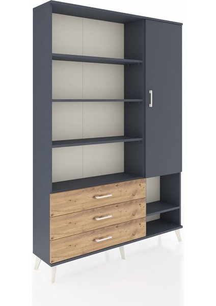 Arges Dolap 9 Raflı 3 Çekmeceli Tek Kapaklı 132X30X195 Antrasit-Antrasit/çam fiyatları