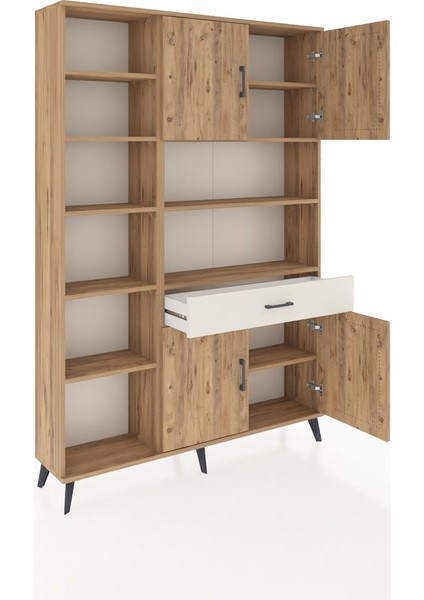 Arges Dolap 10 Raflı Tek Çekmeceli 4 Kapaklı 132X30X195 Çam-Çam/aytaşı indirimleri