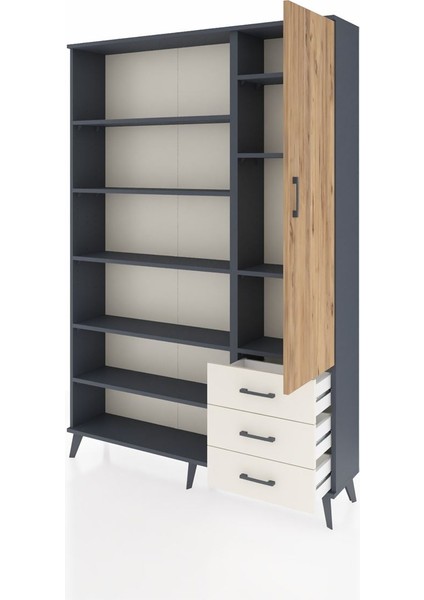 Arges Dolap 9 Raflı 3 Çekmeceli Tek Kapaklı 132X30X195 Antrasit-Çam/aytaşı modelleri