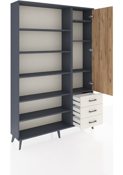 Arges Dolap 9 Raflı 3 Çekmeceli Tek Kapaklı 132X30X195 Antrasit-Çam/aytaşı indirimleri