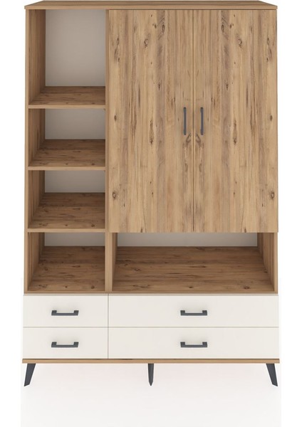 Hyperion Dolap 8 Raflı 4 Çekmeceli 2 Kapaklı 132X44X195 Çam-Çam/aytaşı
