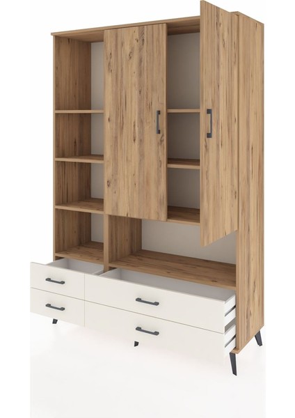 Hyperion Dolap 8 Raflı 4 Çekmeceli 2 Kapaklı 132X44X195 Çam-Çam/aytaşı modelleri