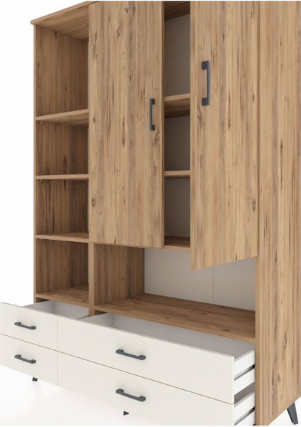 Hyperion Dolap 8 Raflı 4 Çekmeceli 2 Kapaklı 132X44X195 Çam-Çam/aytaşı fırsatları