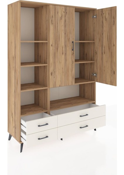 Hyperion Dolap 8 Raflı 4 Çekmeceli 2 Kapaklı 132X44X195 Çam-Çam/aytaşı indirimleri