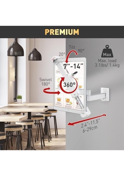 Düz Ekran Televizyon ve Monitör Için Duvar Askısı, Düz, Siyah, Tam Hareket, Kilitlenebilir Beyaz/gümüş Renkli modelleri