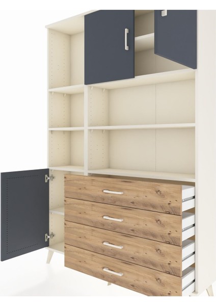 Arges Dolap 8 Raflı 4 Çekmeceli 3 Kapaklı 132X30X195 Aytaşı-Antrasit/çam fırsatları