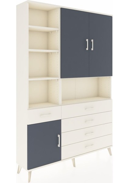 Arges Dolap 8 Raflı 5 Çekmeceli 3 Kapaklı 132X30X195 Aytaşı-Antrasit/aytaşı fiyatları