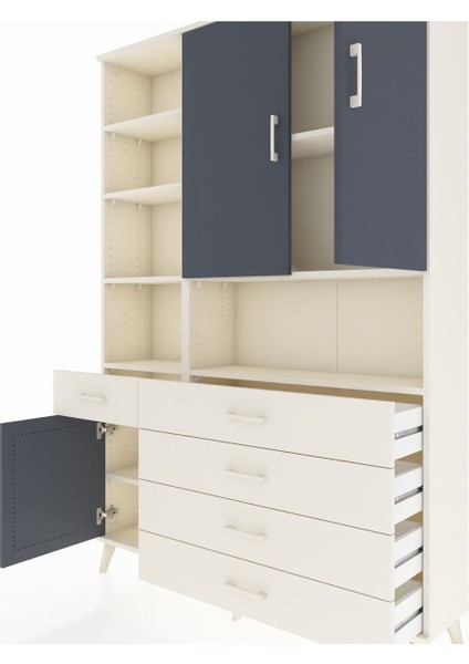 Arges Dolap 8 Raflı 5 Çekmeceli 3 Kapaklı 132X30X195 Aytaşı-Antrasit/aytaşı fırsatları