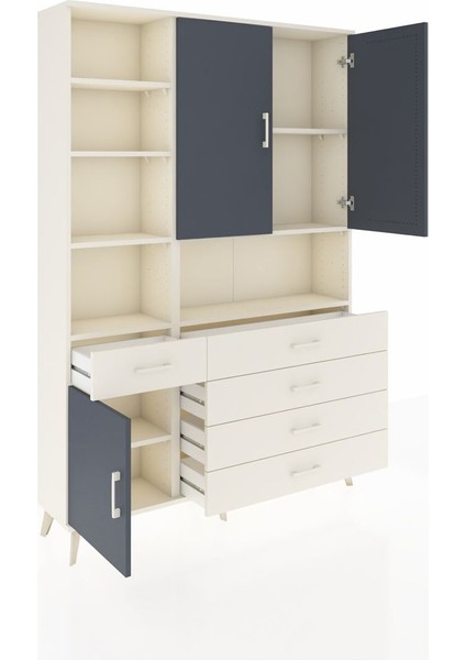 Arges Dolap 8 Raflı 5 Çekmeceli 3 Kapaklı 132X30X195 Aytaşı-Antrasit/aytaşı indirimleri