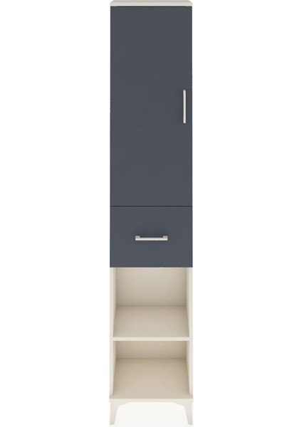 Arges Dolap 3 Raflı Tek Çekmeceli Tek Askılı 44X30X221 Aytaşı-Antrasit
