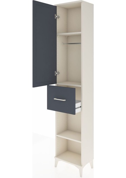 Arges Dolap 3 Raflı Tek Çekmeceli Tek Askılı 44X30X221 Aytaşı-Antrasit fırsatları