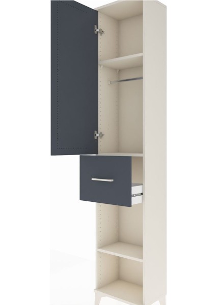 Arges Dolap 3 Raflı Tek Çekmeceli Tek Askılı 44X30X221 Aytaşı-Antrasit indirimleri