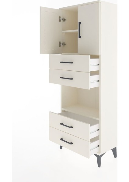 Arges Dolap 3 Raflı 4 Çekmeceli 2 Kapaklı 60X30X163 Aytaşı-Aytaşı fırsatları