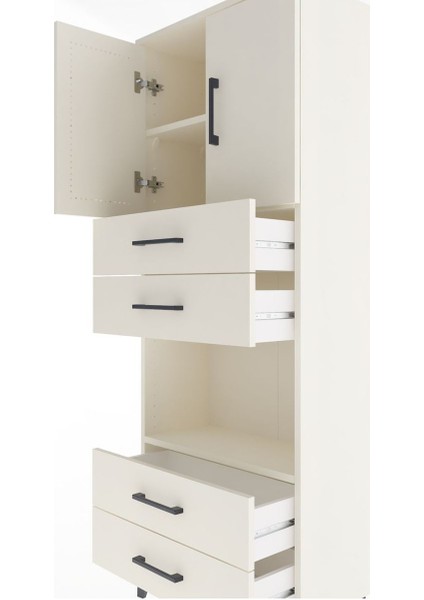 Arges Dolap 3 Raflı 4 Çekmeceli 2 Kapaklı 60X30X163 Aytaşı-Aytaşı indirimleri