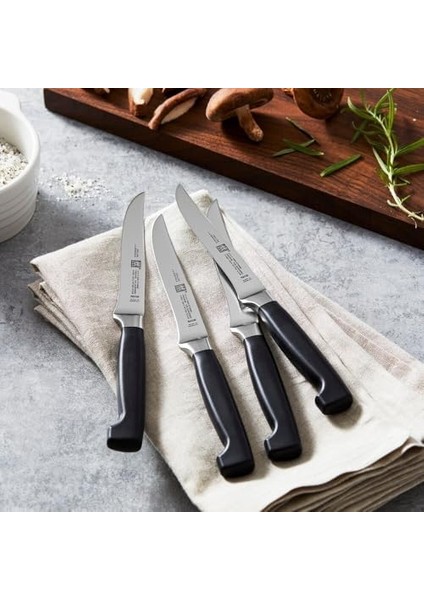 Four Star 4'lü Biftek Bıçağı Seti, Paslanmaz Çelik, Siyah fiyatları