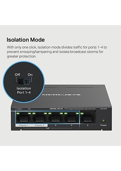 MS105, 5-Port Gigabit Desktop Switch With 4-Port Poe+ modelleri