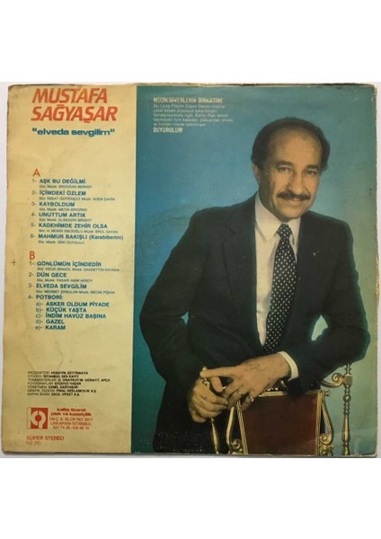 Mustafa Sağyaşar - Elveda Sevgilim Lp Plak PLK431 fiyatları