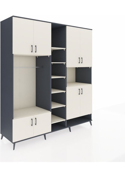 Kronos Dolap 18 Raflı 8 Kapaklı Tek Askılı 220X59X243 Antrasit-Aytaşı/aytaşı fiyatları