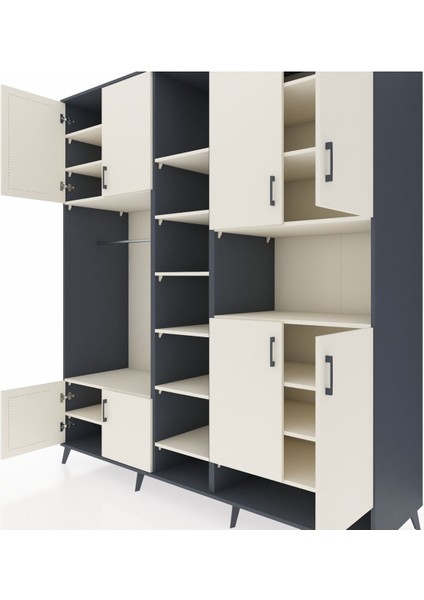 Kronos Dolap 18 Raflı 8 Kapaklı Tek Askılı 220X59X243 Antrasit-Aytaşı/aytaşı fırsatları