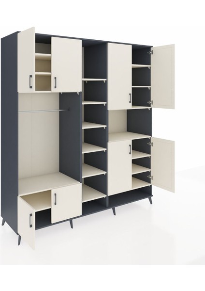 Kronos Dolap 18 Raflı 8 Kapaklı Tek Askılı 220X59X243 Antrasit-Aytaşı/aytaşı indirimleri