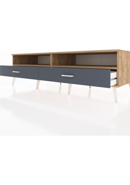 Kronos Tv Ünitesi 2 Raflı 2 Çekmeceli 176X59X51 Çam-Çam/antrasit fırsatları