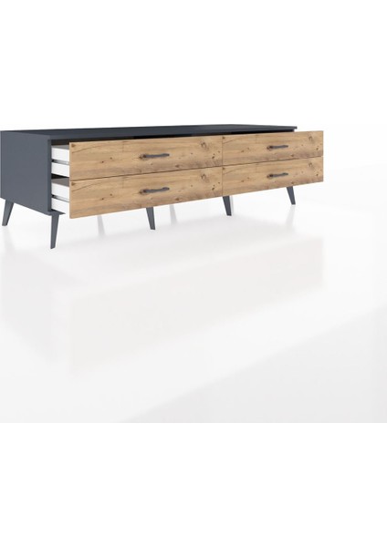 Kronos Tv Ünitesi 4 Çekmeceli 176X59X51 Antrasit-Antrasit/çam indirimleri