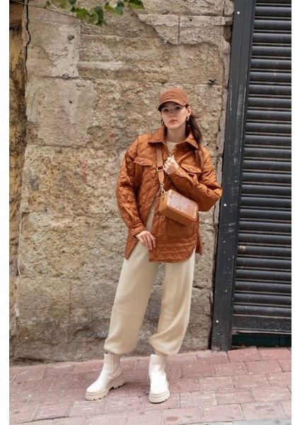 Kapitone Kumaş Çift Dikiş Desen Kadın Mont fiyatları