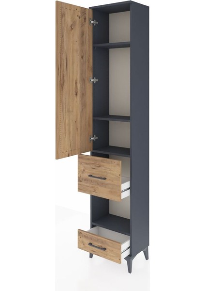 Arges Dolap 4 Raflı 2 Çekmeceli Tek Kapaklı 44X30X221 Antrasit-Çam fırsatları