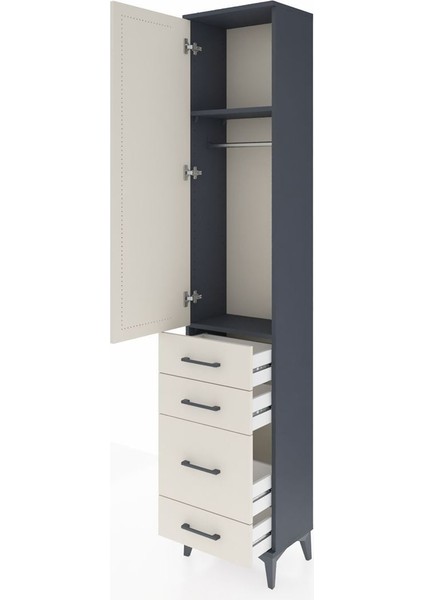 Arges Dolap 2 Raflı 4 Çekmeceli Tek Askılı 44X30X221 Antrasit-Aytaşı fırsatları