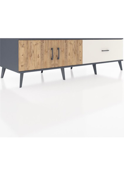 Kronos Tv Ünitesi Tek Raflı Tek Çekmeceli 2 Kapaklı 176X59X51 Antrasit-Çam/aytaşı fiyatları