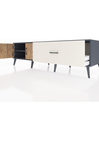 Kronos Tv Ünitesi Tek Raflı Tek Çekmeceli 2 Kapaklı 176X59X51 Antrasit-Çam/aytaşı fırsatları