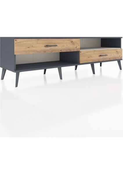 Hyperion Tv Ünitesi Tek Raflı 2 Çekmeceli 176X44X51 Antrasit-Aytaşı/çam fiyatları