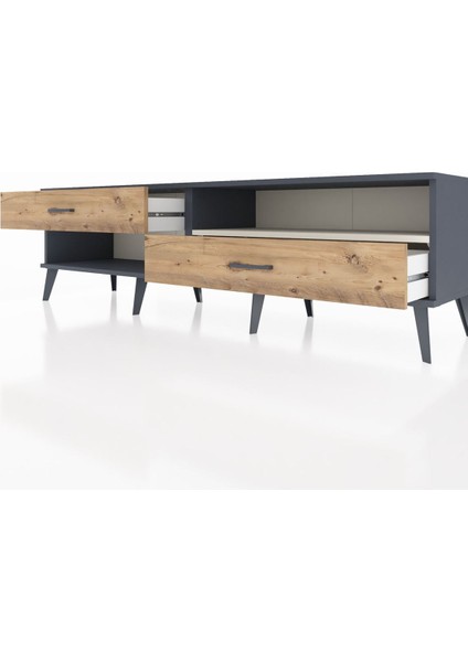 Hyperion Tv Ünitesi Tek Raflı 2 Çekmeceli 176X44X51 Antrasit-Aytaşı/çam fırsatları
